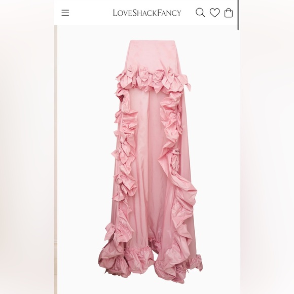 LoveShackFancy Olivera Taffeta Bow High-Low Skirt - Picture 6 of 17